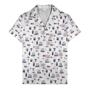 illustrated golf cart trophy flag hawaiian shirt for men