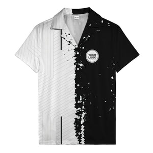 ink splattered abstract lines monochrome hawaiian shirt