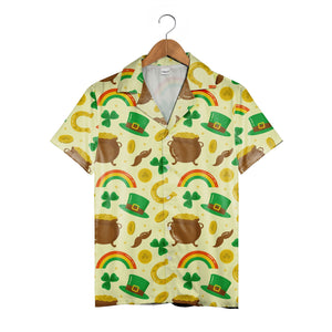 Irish Gnome Hawaiian Shirt with Bearded Characters Shamrocks and Beer Mugs