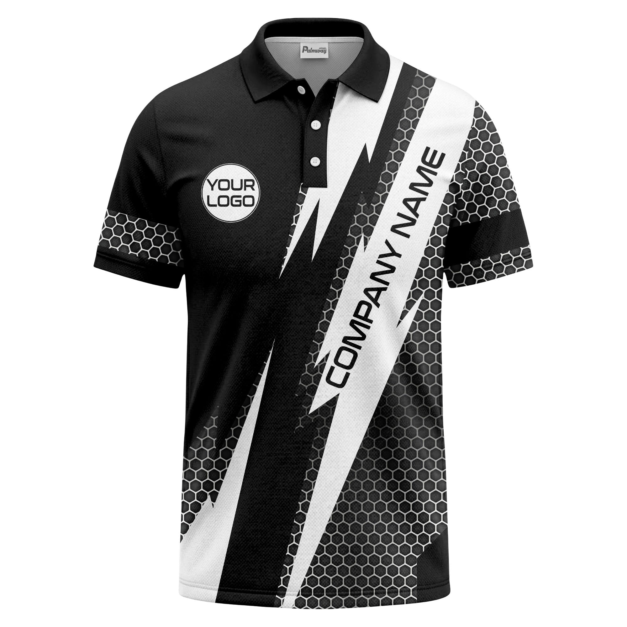 lightning bolt hexagon geometric polo shirt for modern golf