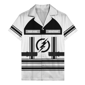 lightning bolt superhero uniform patch hawaiian shirt for men