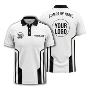 modern black white geometric stripes custom logo polo shirt