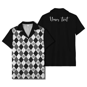 monochrome argyle diamonds golf logos hawaiian shirt