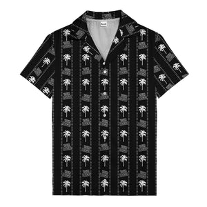monochrome palm tree & signature logo stripe hawaiian shirt for men