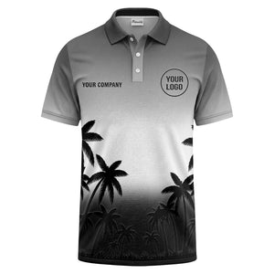 monochrome palm trees ombre gradient sky polo shirt for men