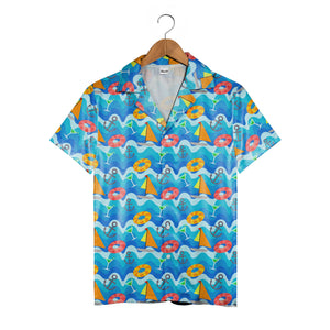 Nautical Anchor & Lifebuoy Hawaiian Shirt – Sailboat and Cocktail Vibes