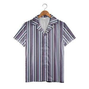 Nautical Vertical Stripe Hawaiian Shirt Preppy Classic Style