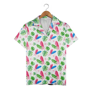 Neon Tropics Hawaiian Shirt with Hot Pink Flowers and Lime Monstera