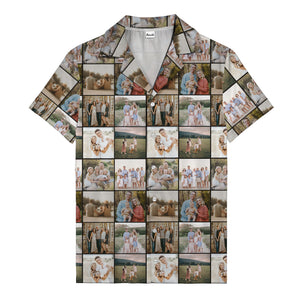 nostalgic family photo collage hawaiian shirt for men