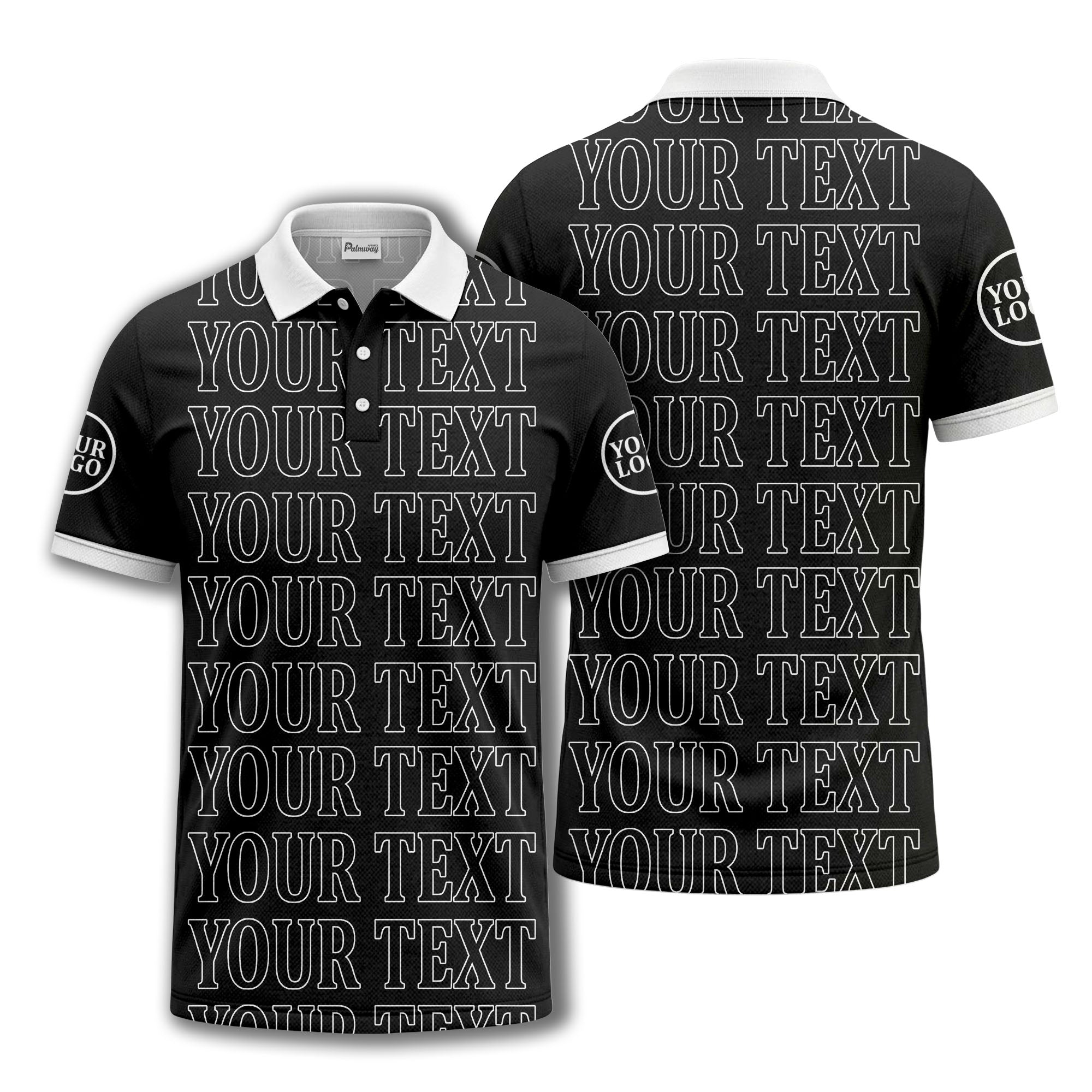 personalized name repeat text minimalist golf polo shirt