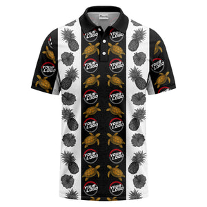 pineapple sea turtle hibiscus custom logo polo shirt
