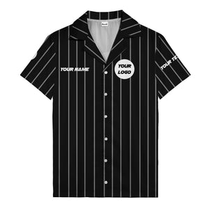 pinstripe baseball jersey hawaiian shirt with custom name & number