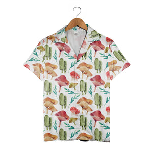 Psychedelic Pastel Mushroom Hawaiian Shirt on Black Background