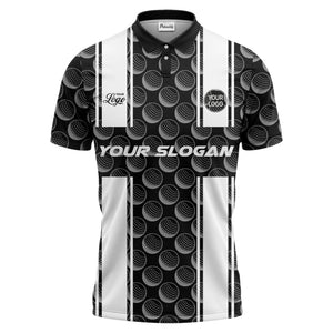 realistic golf balls black white vertical stripe polo shirt