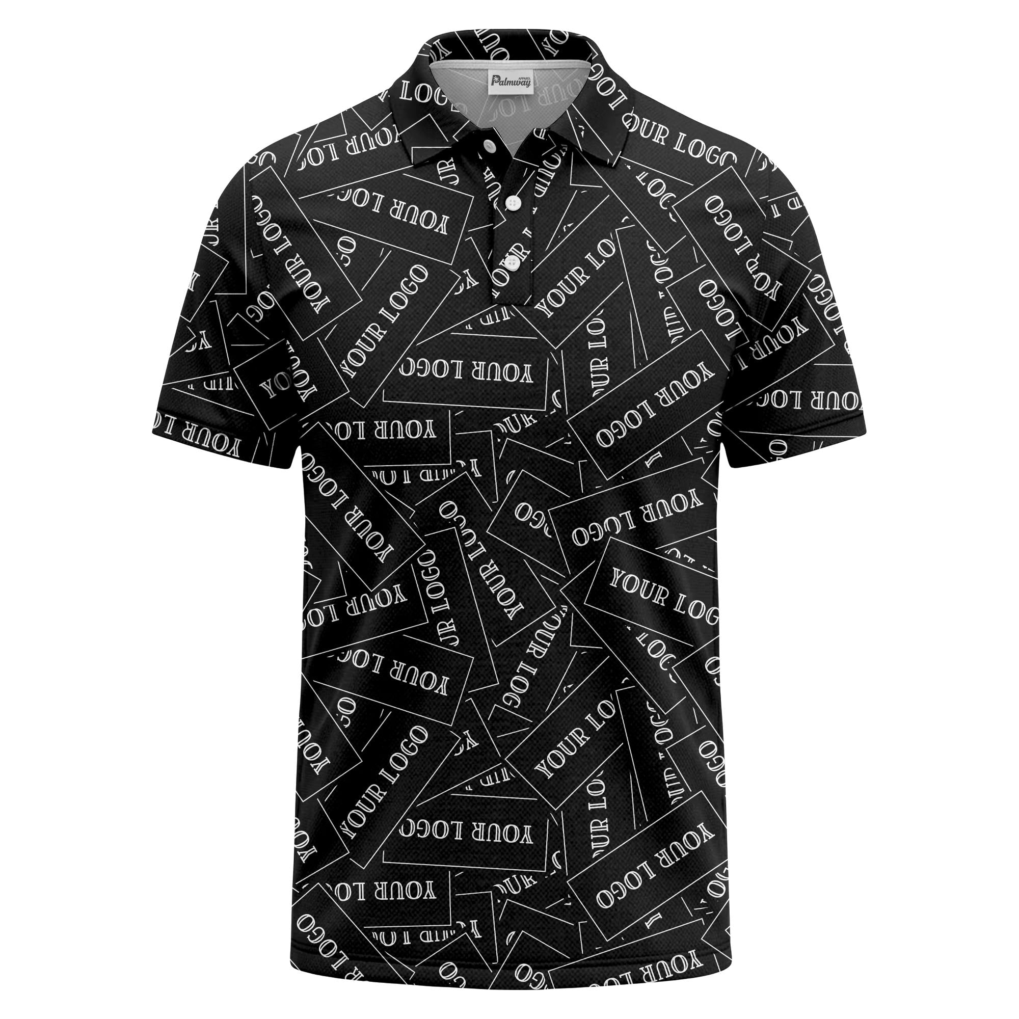 repeat your logo on black ground custom polo shirt