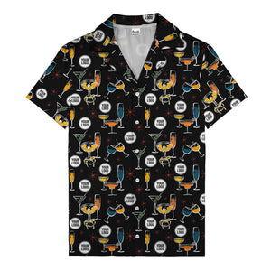 retro cocktail glasses & martini starburst hawaiian shirt