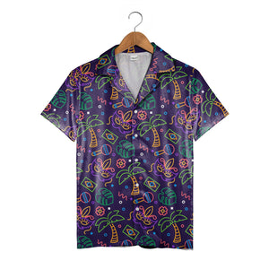 Rio Carnival Hawaiian Shirt Featuring Palm Trees Maracas and Brazil Flag Motifs