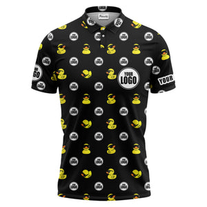 rubber duck repeat cartoon pattern custom logo black polo shirt for men