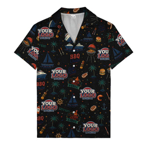 sailboats anchors ship wheels hamburger shrimp steak grill tools hawaiian shirt for men