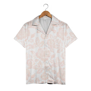 Save The Date Hawaiian Shirt with Damask Floral Pattern in Blush Pink