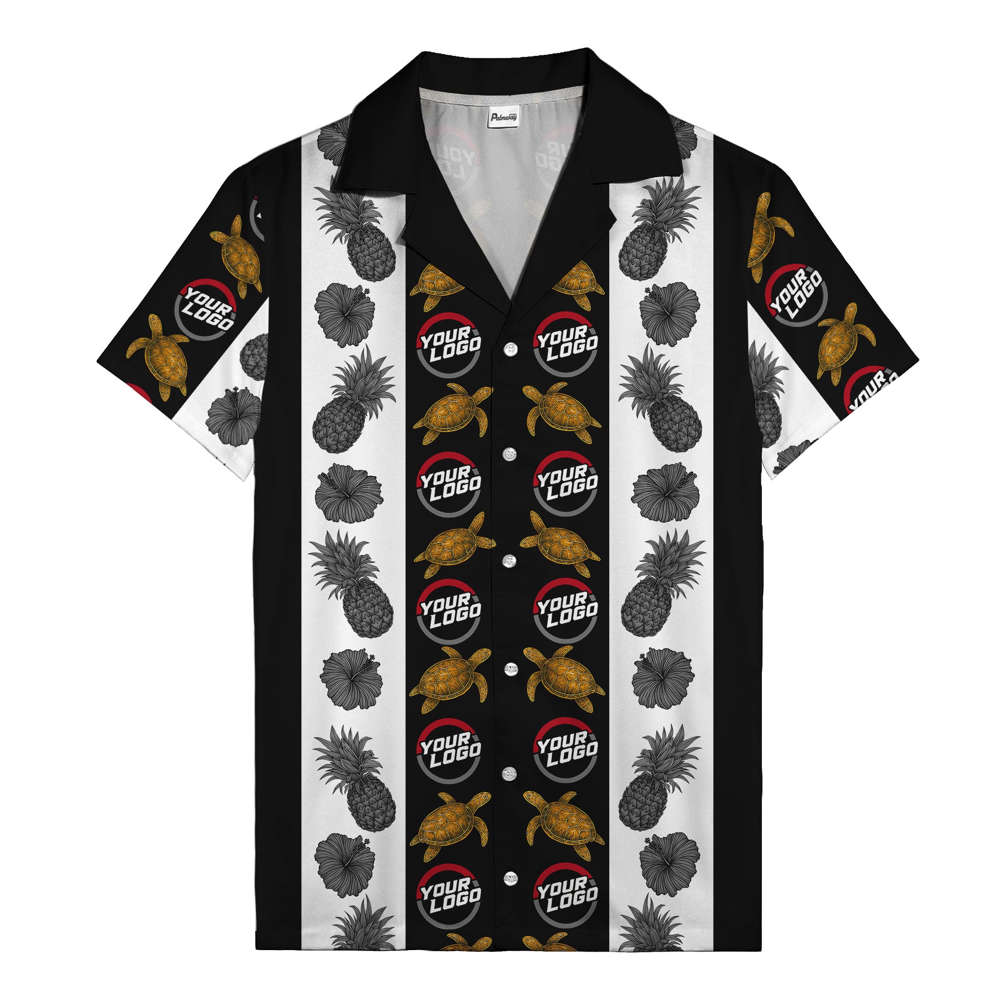 sea turtles & pineapple hibiscus striped hawaiian shirt