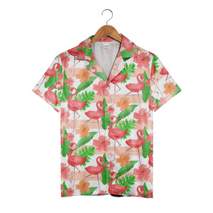 Sketchy Hearts Hawaiian Shirt with Scribbled Fill in Maroon and Pink