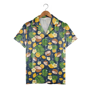 Sky Blue Hibiscus Beach Ball Hawaiian Shirt with Palm Fronds and Sun