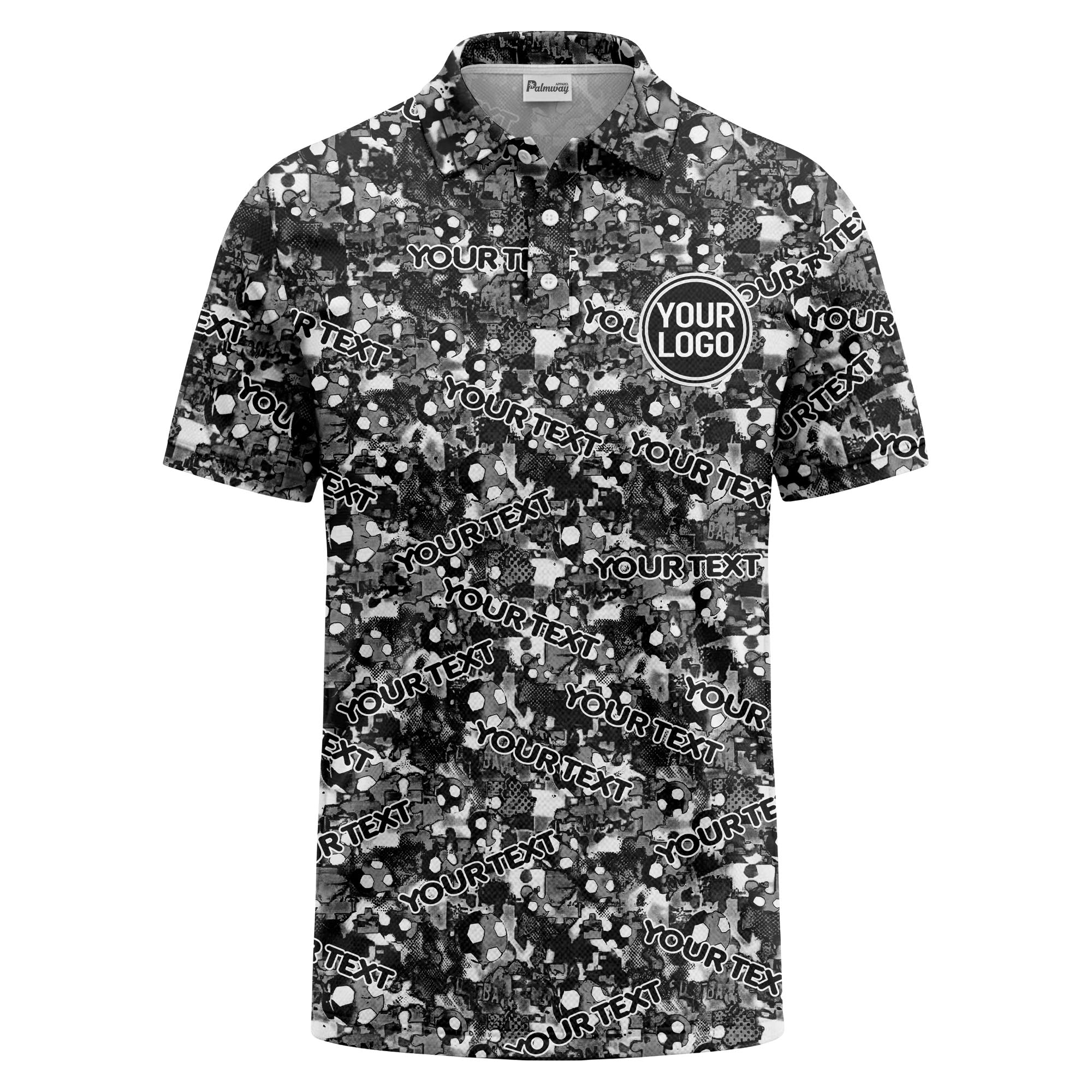 soccer ball camouflage custom logo polo shirt for men