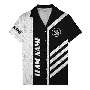 soccer ball goalpost repeat black white sports hawaiian shirt