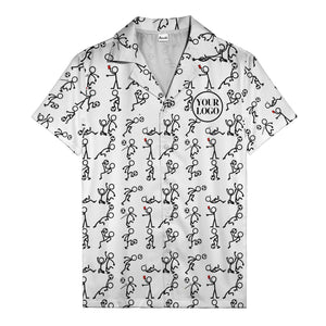 soccer stick figures & footballs fun cartoon hawaiian shirt