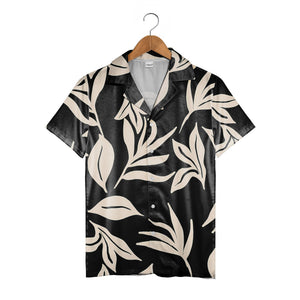 Sophisticated Cream Foliage Hawaiian Shirt with Abstract Botanical Print