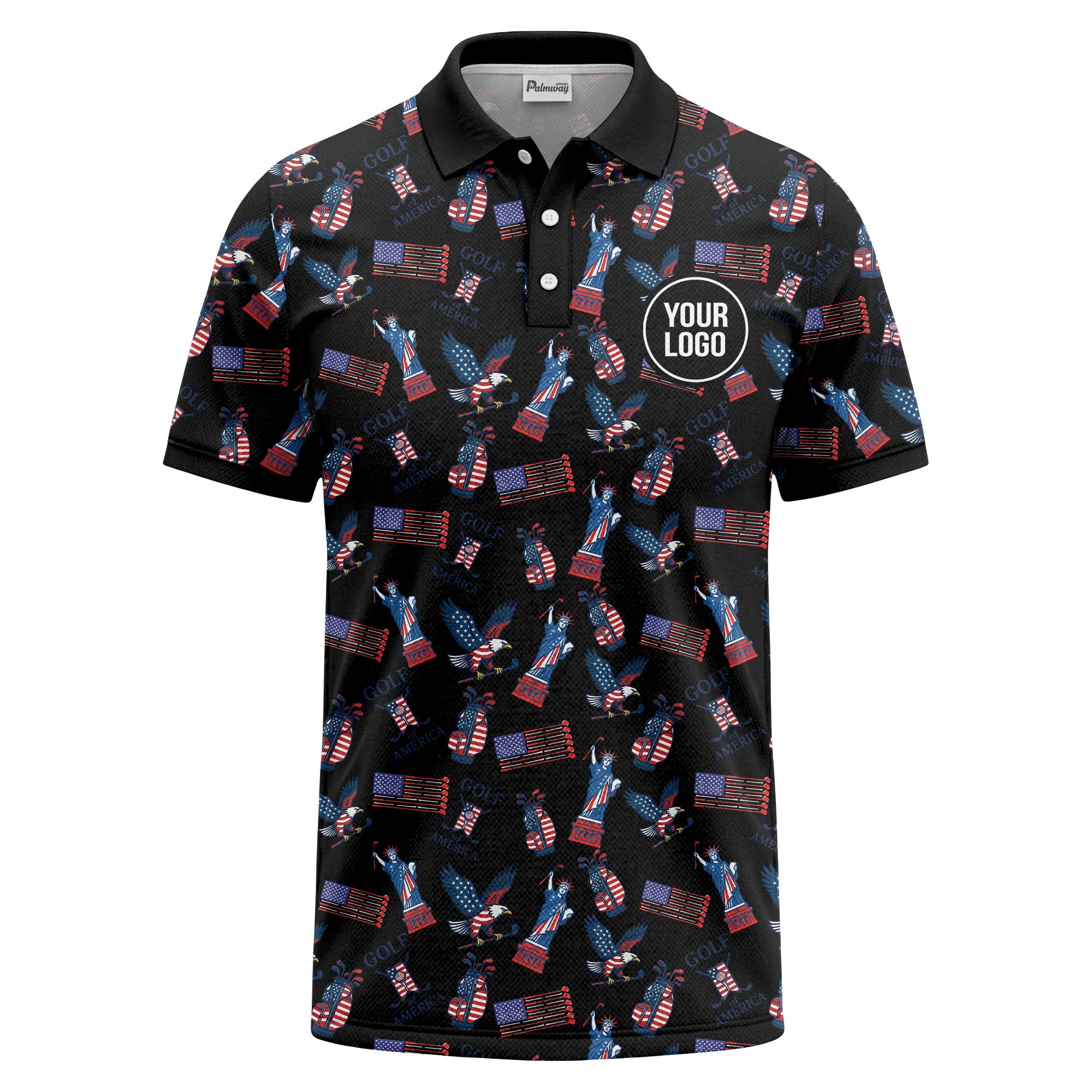 statue of liberty eagles golf clubs polo shirt