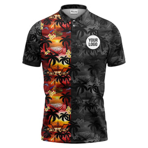 sunset palms & dolphin waves tropical resort polo shirt for men