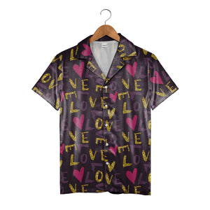 Sweet Pink Hearts Hawaiian Shirt with Large Flowers and Ribbon Bows