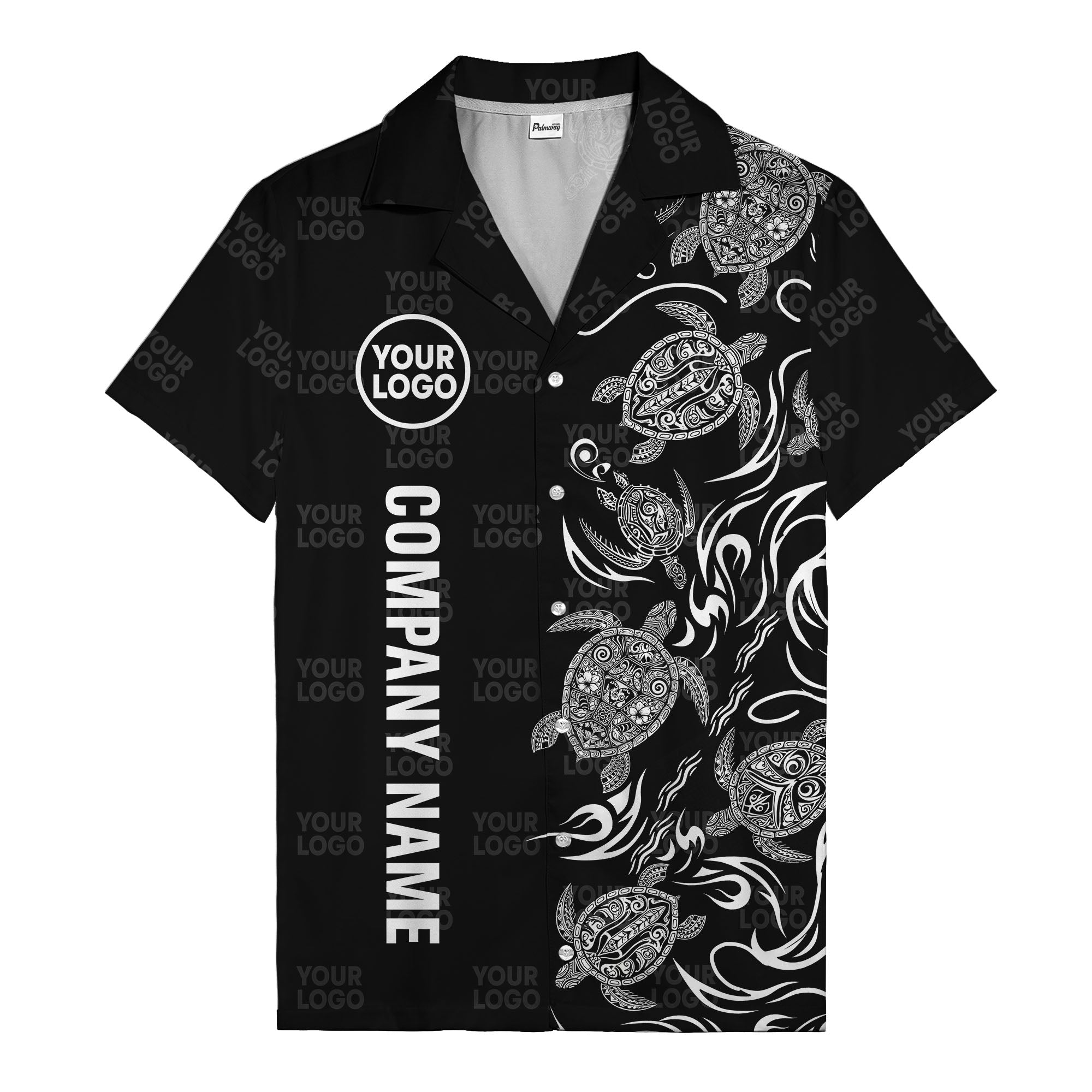 tribal black sea turtles riding waves hawaiian shirt