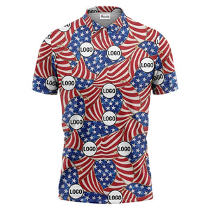 usa flag stars & stripes tropical hawaiian polo shirt for proud patriots