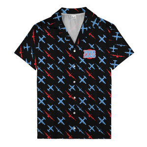 vintage airplane repeat pattern hawaiian shirt for aviation fans