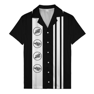 Vintage Black & White Bowling Circles Geometric Hawaiian Shirt For Men