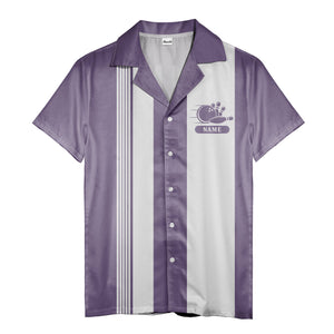 vintage bowling team hawaiian shirt, retro geometric & striped aloha button down shirt
