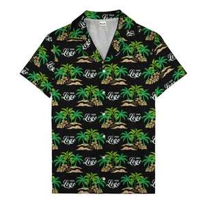 vintage palm tree oasis with monogrammed logo repeat hawaiian shirt