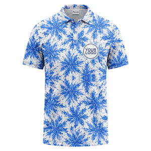 watercolor cannabis leaf repeat navy blue polo shirt for beach vacations