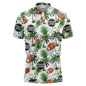 watercolor football & palm trees ice cubes tropical beach polo shirt for men
