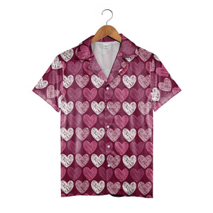 Watercolor Hearts Hawaiian Shirt with Polka Dots Gems and Cookie Shapes