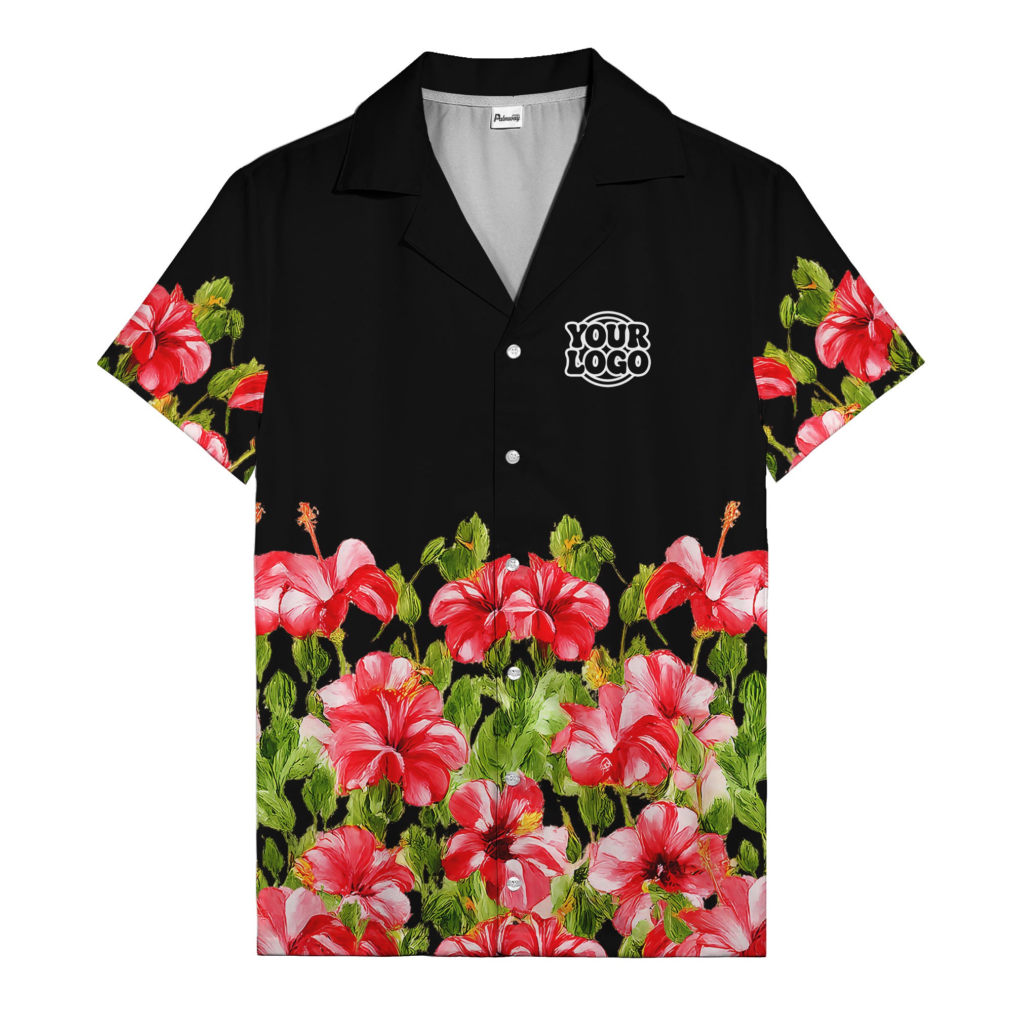 watercolor hibiscus & leaf aloha hawaiian shirt for men
