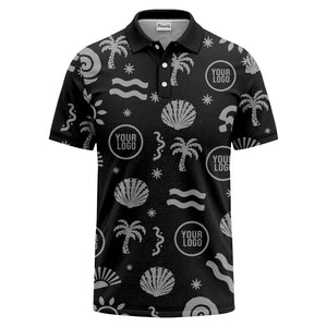watercolor palm trees seashells waves polo shirt for beach vacation