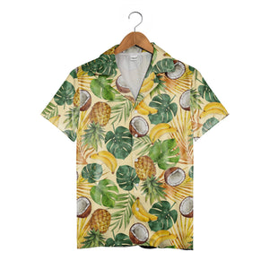 Watercolor Pineapple Hawaiian Shirt with Bananas and Coconuts