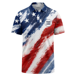 watercolor stars & stripes diagonal splash polo shirt for men