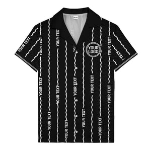 wavy line personalized hawaiian shirt with custom text & logo