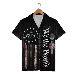 We The People Distressed Hawaiian Shirt - Vintage Stars & Stripes Eagle Flag Print