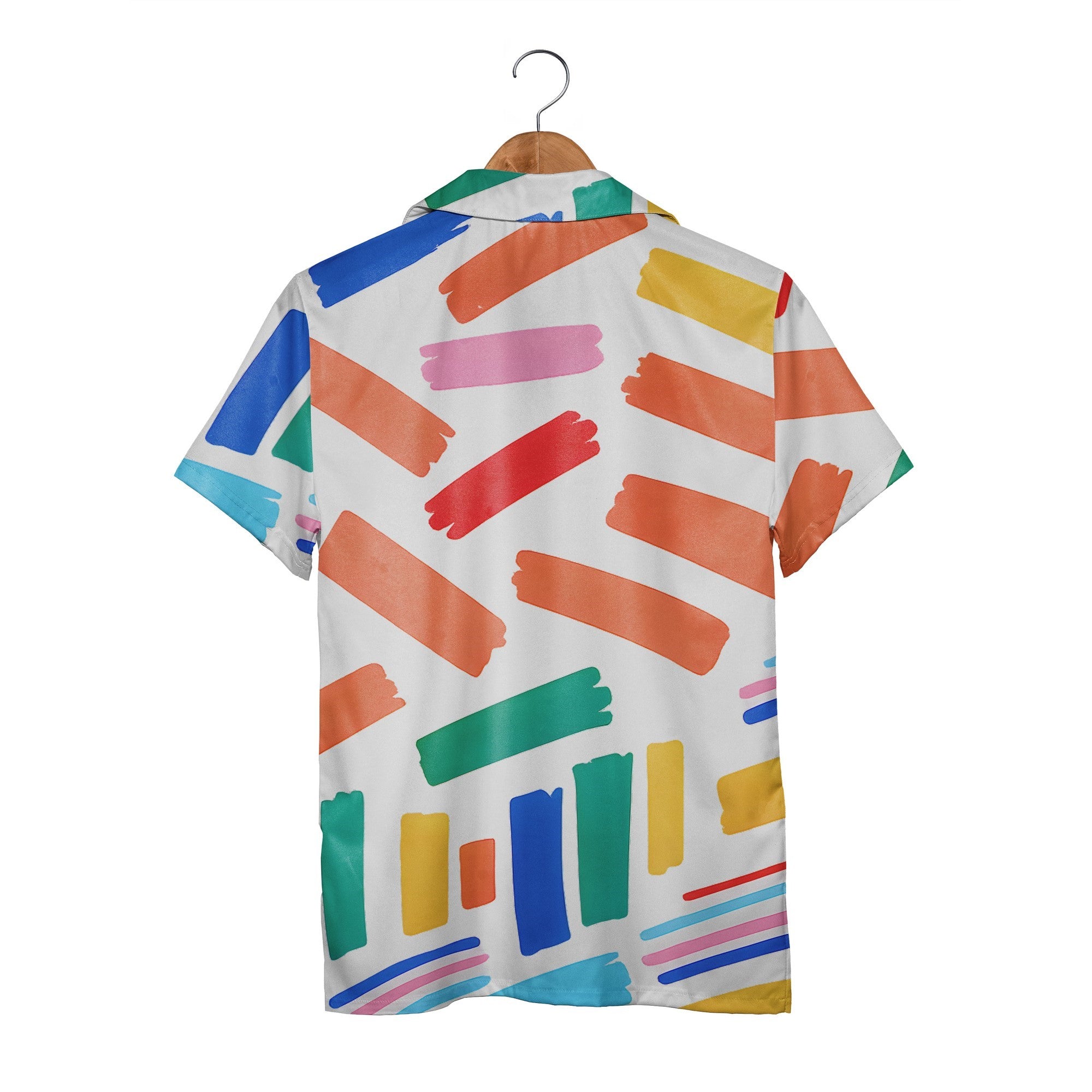 Abstract Brushstroke Hawaiian Shirt in Bold Pop Art Rainbow Spectrum
